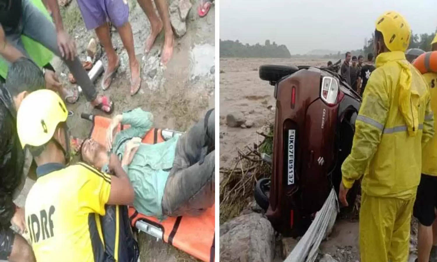 रायपुर रोड के बीच में पुल टूटने से एक कार दुर्घटनाग्रस्त, एसडीआरएफ ने पांच लोगों को रेस्क्यू कर सकुशल बचाया