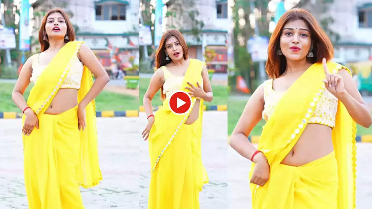 Hot Girl Sets Internet on Fire with Viral Sexy Dance Video in Yellow Saree