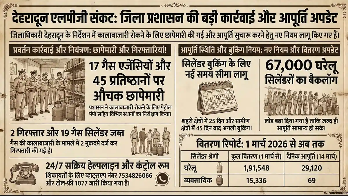 देहरादून में गैस किल्लत के बीच बड़ी कार्रवाई, 17 एजेंसियों पर छापा - दो गिरफ्तार और 19 सिलेंडर जब्त