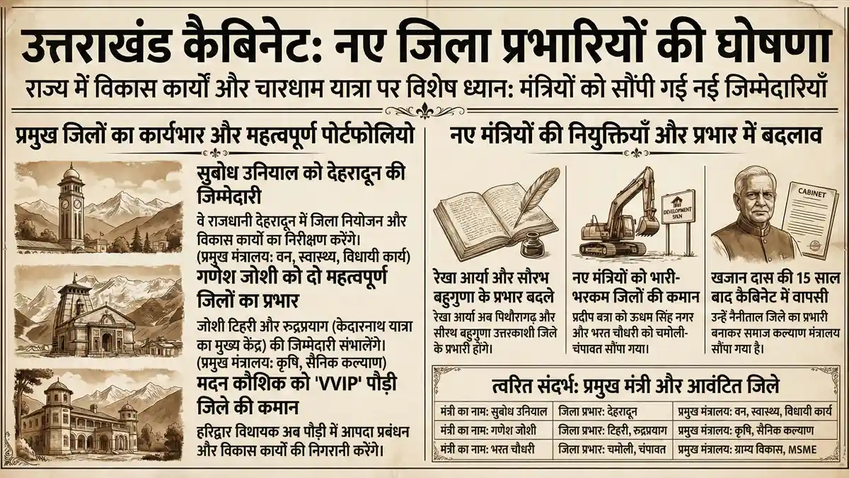 उत्तराखंड कैबिनेट मंत्रियों के विभागों के बाद अब जिलों का बंटवारा, देखें किसे मिला आपका जिला