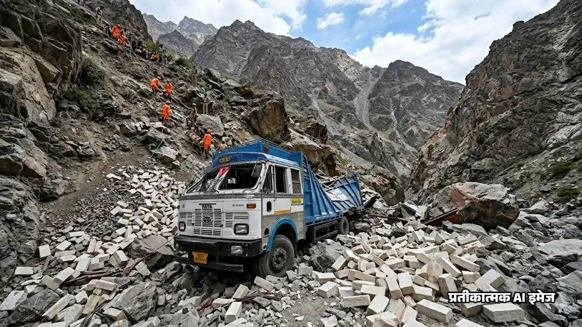विकासनगर-त्यूणी मार्ग पर बड़ा हादसा: 200 मीटर गहरी खाई में गिरा ईंटों से भरा ट्रक, चालक की मौत